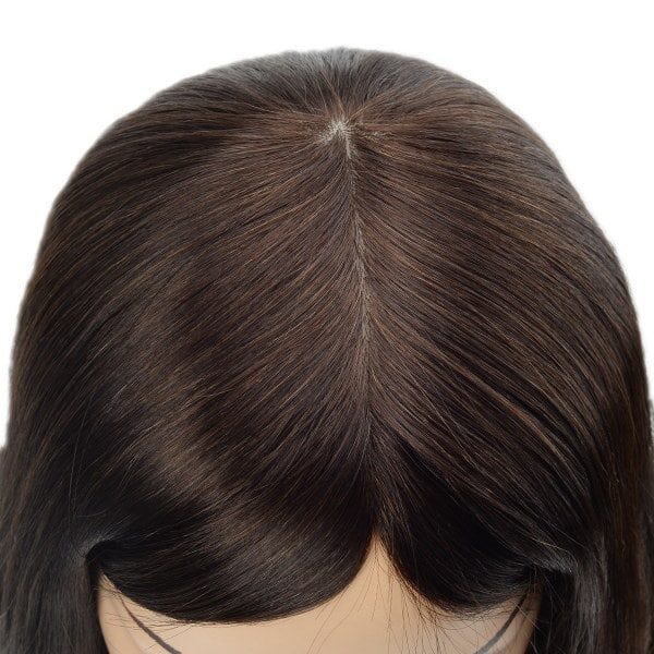 Fine mono wig with silk top natural women's wig (4)