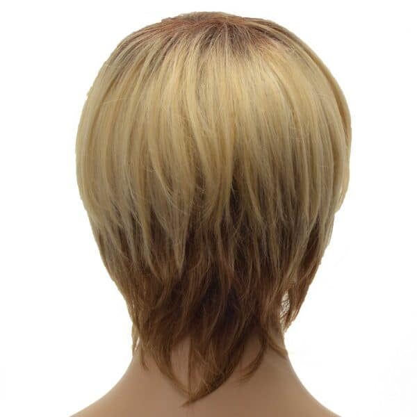 Blonde and Brown Tapered Neckline Pixie Cut Ladies Synthetic Wiglet (3)