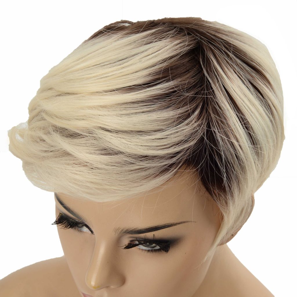 Short Platinum Blonde Pixie Cut Women's Synthetic Wig (4)