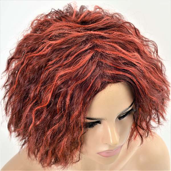 Warm red ladies fashion synthetic wig3