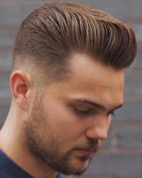 Taper-Fade-with-Short-Pompadour-for-bald-man