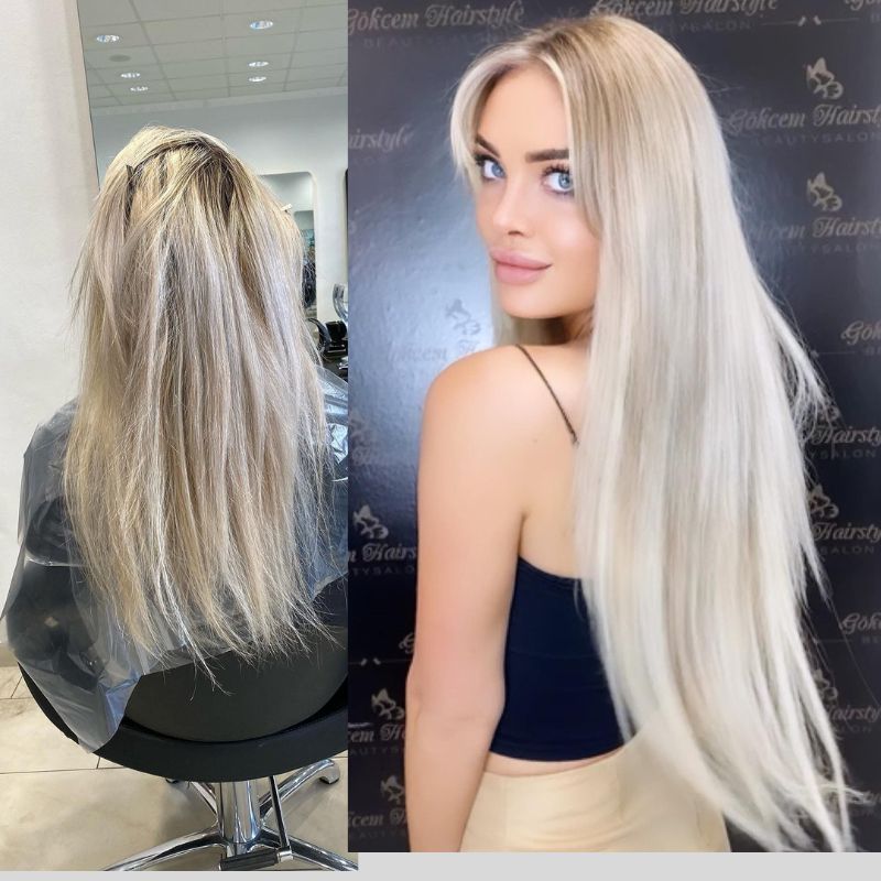 flat tip hair extensions before and after